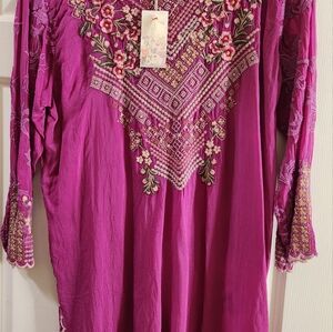 JOHNNY WAS TUNIC NEW Embroidered Purple Women's Top